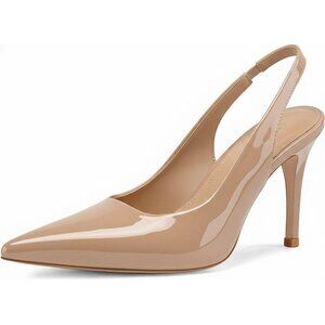 🆕Women's Nude Pointed Toe Stiletto Heel Closed Toe Pumps Slip on Heels